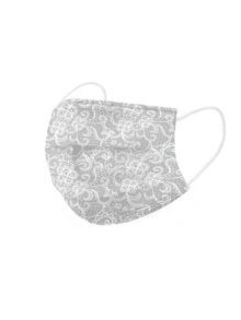 20片/包三层一次性蕾丝印花口罩，蕾丝口罩5色组合，时尚口罩