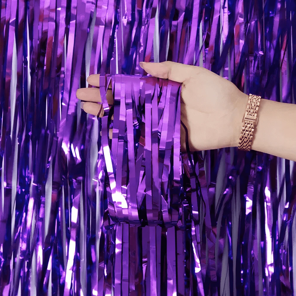 Cortina Metalizada Lisa Franja Metálica 2x1m Para Decoração De Festa