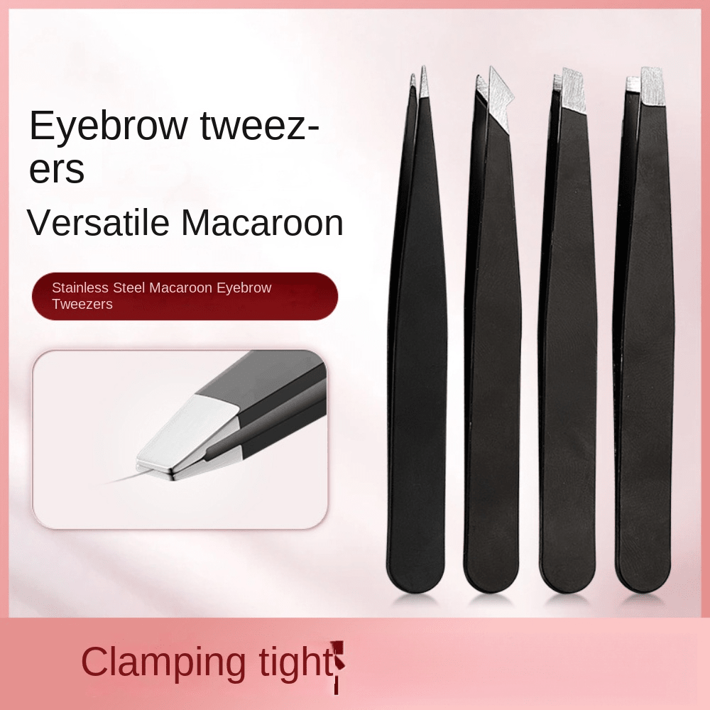 4 Stücke professionelles Edelstahl Pinzetten Set, für Herren & Damen Augenbrauen, Gesichtshaar präzises Zupfen, Ingrown-Haar Entferner, Badezimmer Make-up Utensil (Schwarz)