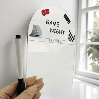 1 stuk acryl scorebord voor spelletjesavonden met het gezin, scorebord voor bordspellen, lasergravering en uitwisbaar, accessoires voor bordspellen met meerdere scènes, feestbenodigdheden (gratis 1 marker)