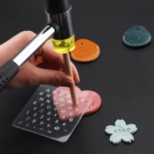 3pcs DIY Leather Punch – Clear Acrylic Letter Stamp With Wooden Handle Engraving Stencil - Multicolor - View 6