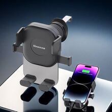 Newmine ZJ12 Pro Car Phone Holder | Aviation-Grade Metal Hook + Smart Gravity Sensor | 0.1s Ultra-Fast Locking | Semi-Transparent Crystal Design | Compatible With 4-7 Inch Phones | Fits Air Vent Or Desktop, Won't Block Charging - Black - View 3