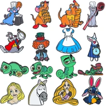 Disney 16 Stücke Cartoon Brosche Set, süße Maus, Prinzessin, Chamäleon emaillierter Anstecker, Rucksack, Kleidung, Schmuck, Metall Abzeichen Accessoires, ein Geschenk für Freunde