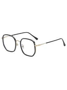 1 paire de lunettes non-correctrices pour femmes avec monture carrée en TR et branches en métal personnalisées