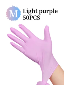 100只/包 一次性丁腈手套，无粉，耐用，适用于家庭和厨房清洁，不含乳胶，针织袖口，适用于厨房、浴室、客厅家务、油漆、户外旅行和家用工具使用，多用途手套（袋装） - 淺紫色 - 查看 23