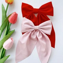 4pcs Large Bow Hair Clips, Soft Long-Tailed Bow Hairpins, Vintage Metal Hair Clip Silk, Elegant Hair Accessories, Great Gift For Girls, Claw Clips, Hair Slide, Hair Claws