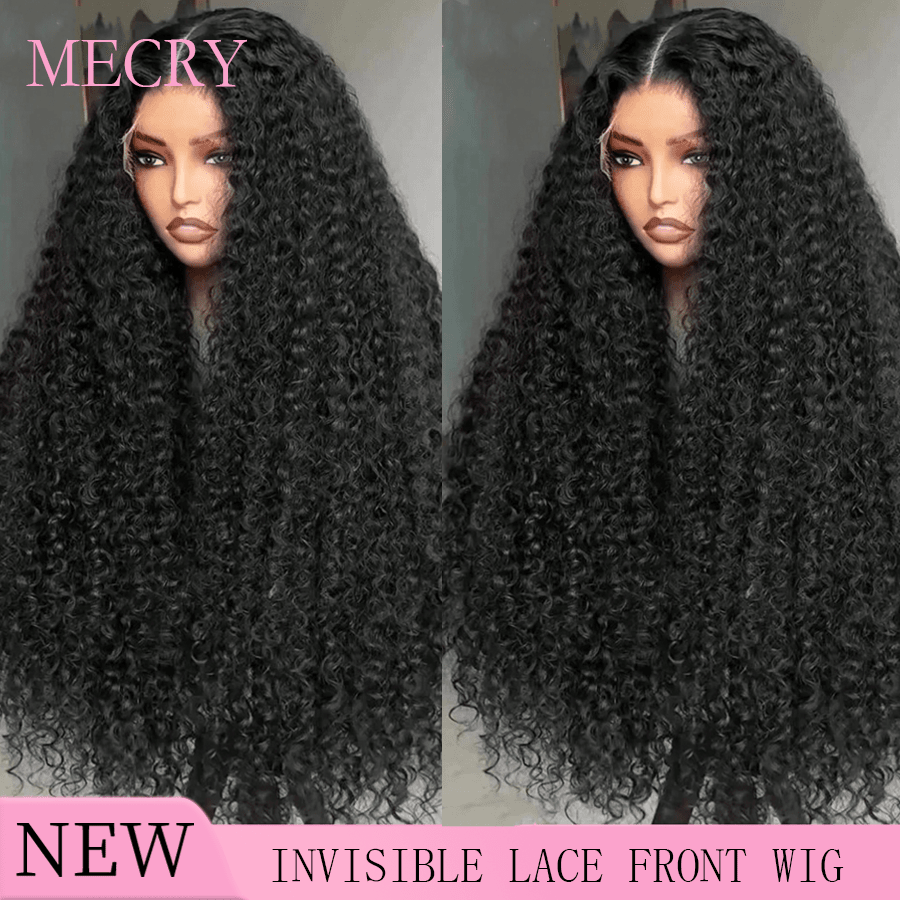 Peluca de cabello humano rizado con encaje frontal 13*4 HD MECRY, pelo humano natural con bordes completos, encaje predepiladopre-pre-pre-pro-pro-pro-pro-pro-oredio-laceimiento del bebé para un aspecto natural, encaje suizo HD de oreja a oreja para un cabello mezclado natural