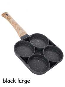 1pc 4-Hole Nonstick Egg Pan, Flat Egg Dumplings Frying Pan For Breakfast Egg Burger Cooking Kitchen Tools Pot