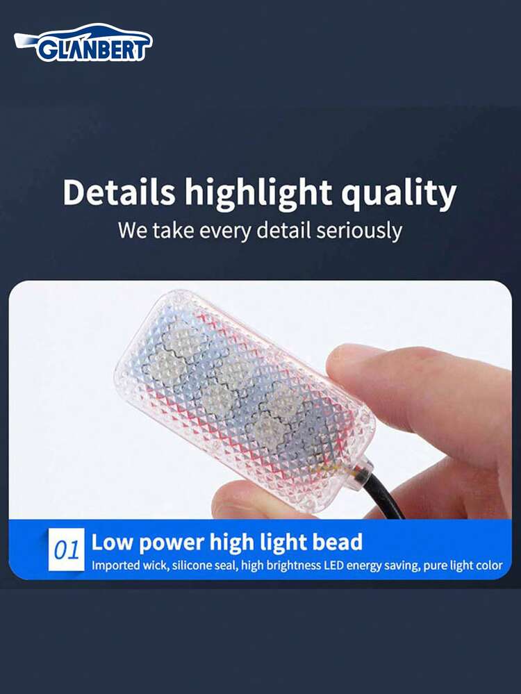 GLANBERT 1 Draggable 4 LED Car Interior Atmosphere Lights, USB Car Foot Pedal Lights, Colorful Foot Lights - Multicolor - View 10