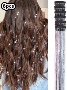 6pcs/Set Women Shiny Laser Tassel Hair Chain - Bride Bridesmaid Headpiece, Suitable For Party, Vacation, Gathering, Valentine's Day Date, Festival, Photo Shoot, Dance Performance, Wedding Decor[Valentine's Day & Mother's Day Gift] Head Jewelry Head Pieces Jewelry Hair Jewelry Hair Vine Chain