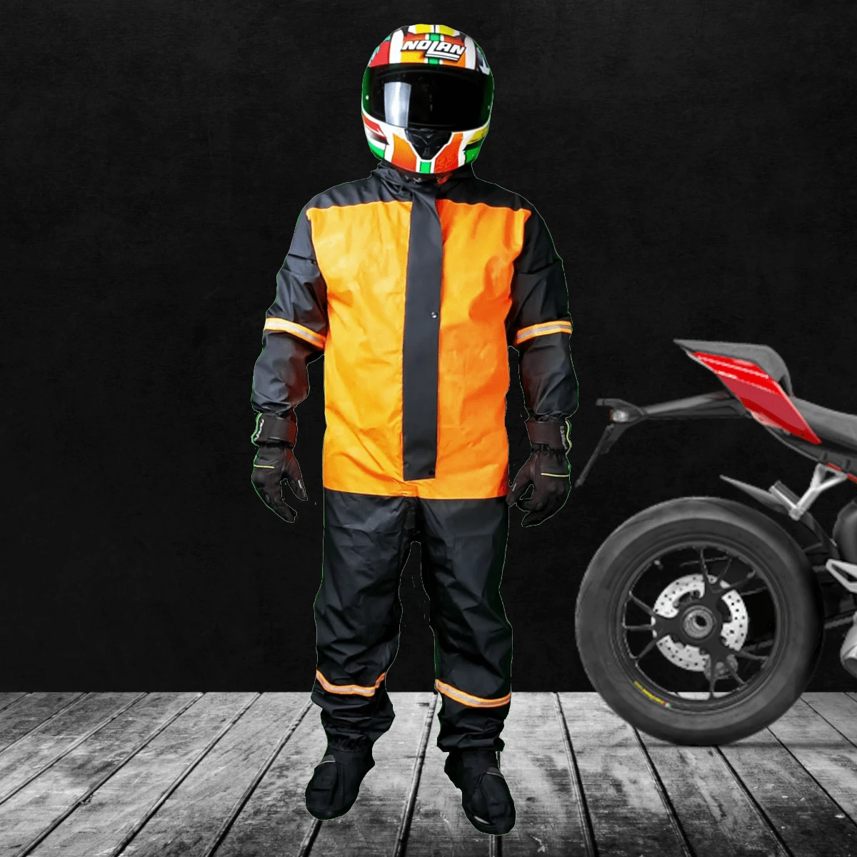 Impermeable Overol Para Motociclista Y Ciclista Hombre Mujer Con Reflejantes, Impermeable para lluvia, Overol Con reflejantes Elasticos ajustable