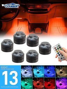 GLANBERT 2/4/10颗汽车LED装饰灯3颗LED高亮度防水遥控灯RGB家居氛围装饰灯