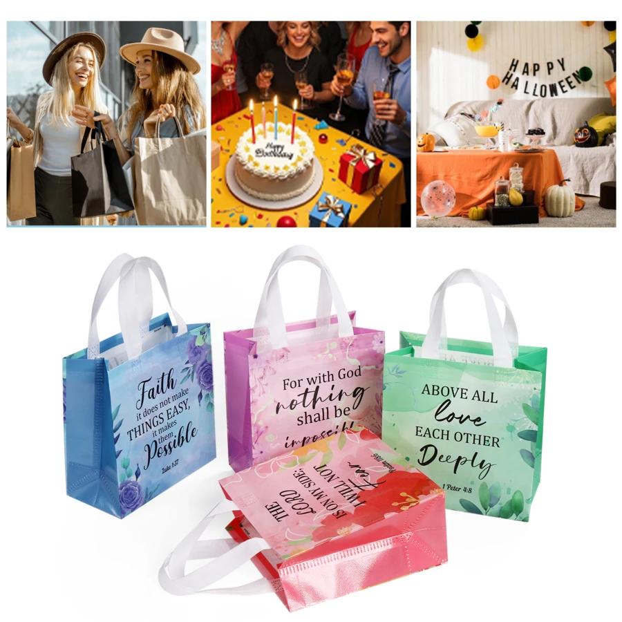 16/40pcs,Gift Packaging Bags With Beautiful Blessing Words, Bible Gift Packaging Bags, Gift Bags With Handles, Colorful Gift Bags, Suitable For Gift Packaging Bags, Birthdays, Weddings, Shopping Bags, Gift Bags, Craft Gift Bags, Party Gifts, Birthday Accessories, Gift Party Gifts, Party Supplies - 彩色 - 查看 1