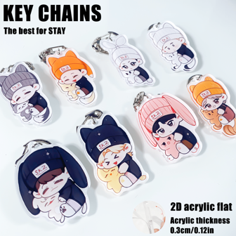 KOREA INS STYLE Acrylic STAY Fans ART KEY CHAINS, Kpop Idol Cartoon Style Pattern ,Car Keychain Pendant Keychain Holder,Key Ring, Bag Hanging ,'STAY' Stand,Can Be Used As A Bag Pendant, A Small Accessory For Concerts, And An Exquisite Gift For Fans And Friends,Special Gifts For Stay