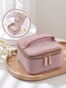 Portable PU Handle Jewellery Organizer, Jewellery Storage Bag, Travel Small Jewelry Case, Jewelry Box, PU Leather 4 Zipper Bags For Women Girl, Valentine's Day Gift, Marriage, Birthday Gift, Earrings Necklace Rings Storage Gift Box Black Back To School - Multicolor - View 18