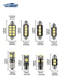 GLANBERT 23pcs/20pcs Automotive LED Lighting Accessory Set: T10 Side Marker Light, Dual-Tip Reading Light, Door Interior Light, License Plate Light