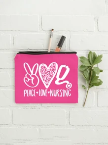 Nurse Theme Cosmetic Bag,Portable Wash Bag,Makeup Bag For Women Zipper Travel Bag Storage Box , Leopard Print, Heart-Shaped, Flower, Nurse's Hat, Stethoscope Pattern Cosmetic Bag,Cosmetic Bag, Lining, And No Closure,Women Makeup Bag Pouch Travel Toiletry Organizer, Back To School Teacher Gift,Nurse's Day Gifts, Mother's Day Gifts,Suitable For College Students, Mothers, Family, Friends, Classmates, And Colleagues To Use