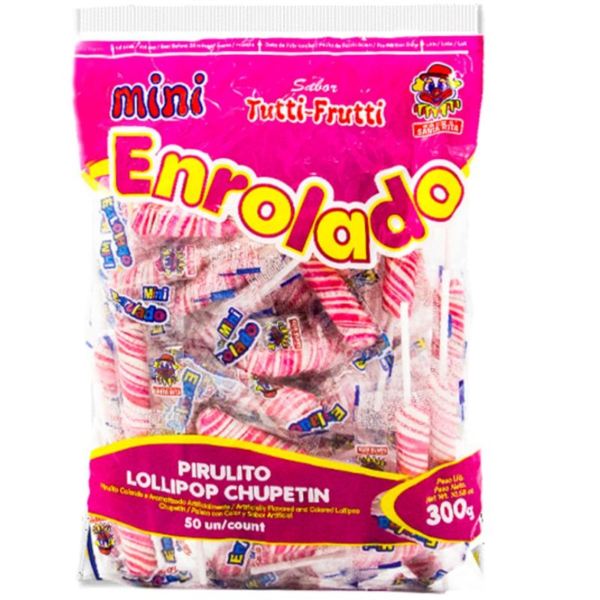 Pirulito MINI Rabinho Enrolado Rosa Tutti Frutti C/50 unidades - Santa Rita