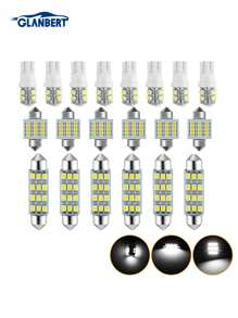 GLANBERT 23pcs/20pcs Automotive LED Lighting Accessory Set: T10 Side Marker Light, Dual-Tip Reading Light, Door Interior Light, License Plate Light