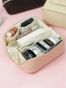 قطعة واحدة حقيبة مكياج كبيرة السعة محمولة، منظم فرش المكياج، حقيبة سفر، حقيبة أدوات التجميل، محفظة العناية بالبشرة، حقيبة أمتعة للمكياج والفرش والظلال والطلاء وغيرها من المجوهرات، هدية عيد الأم والصديقات والعائلة والمعلمين والزملاء، أعياد الميلاد والكريسماس وهالوين - متعدد الألوان - مشاهدة 5