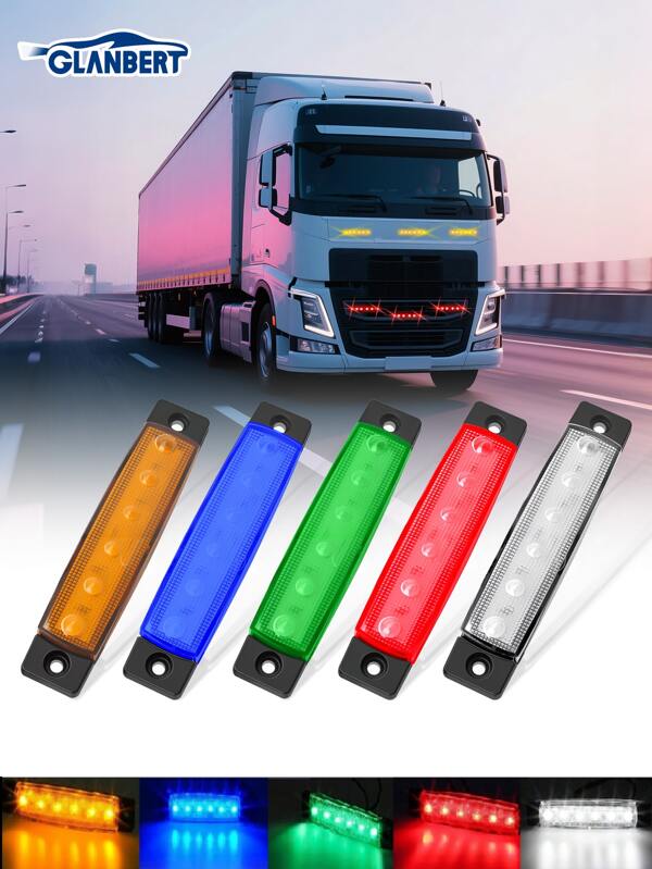 GLANBERT 8 piezas/paquete Luces laterales para camión súper brillantes 6 LED, luz indicadora impermeable de 12 v 24 v para remolque de camión, lámpara indicadora de ancho, luz de advertencia de emergencia, señal de giro para automóvil