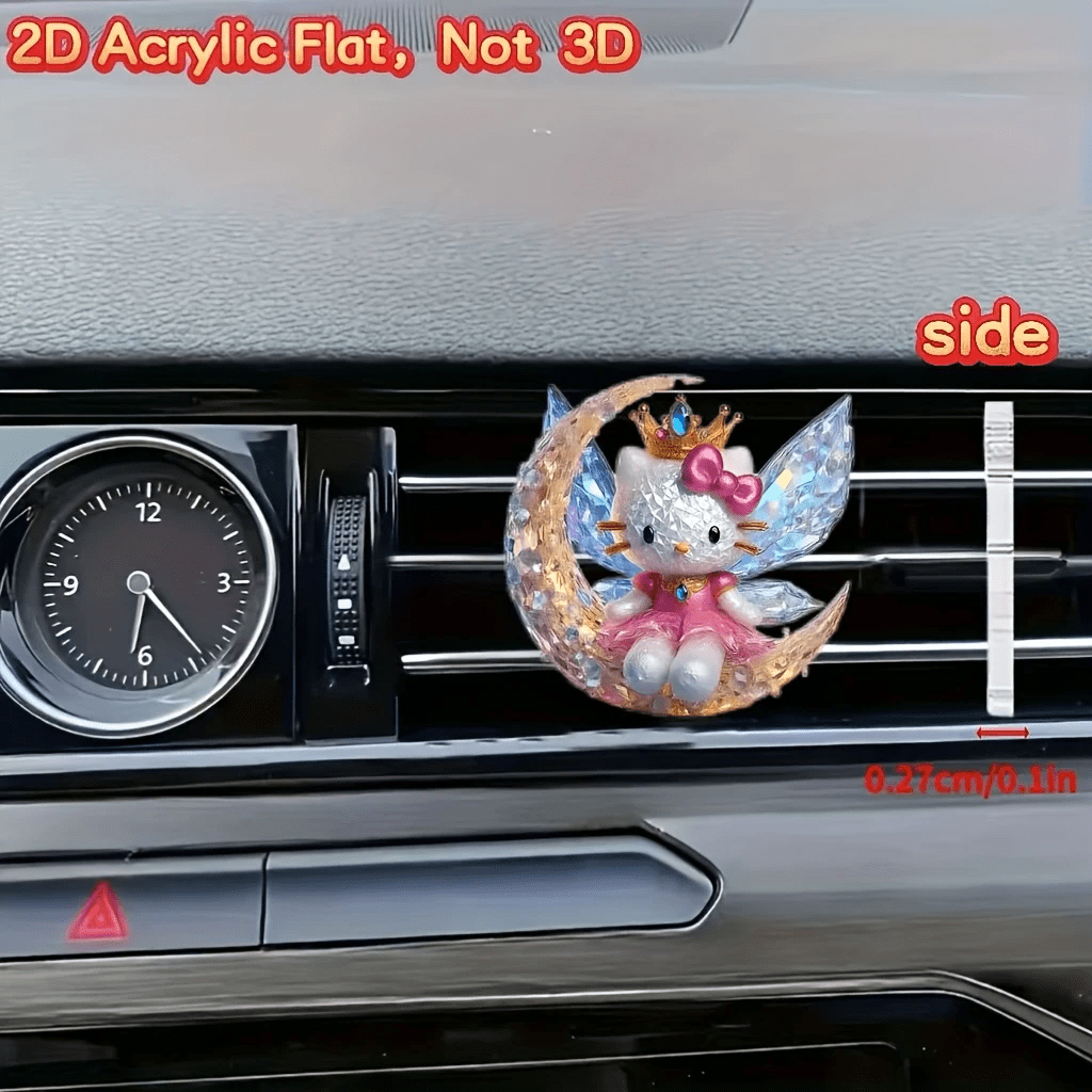 Sanrio Princess Kitty Wearing A Crown On The Moon, Fragrance Tablets At The Car Air Conditioning Outlet, Acrylic Car Air Outlet Decorative Clip, Fresh Car Air, Car Freshener, Beautiful Car Interior