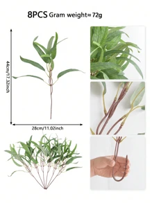 1PC/4PCS/8PCS Real Touch Small Short Branch Artificial Eucalyptus Leaves Willow Leaves Wedding Bouquet Accessories Dining Table Bedroom Home Decoration