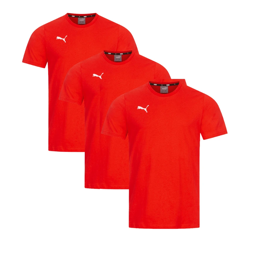 Camiseta Puma Junior TeamGOAL 23, pacote com 3 - Vermelho - Ver 1