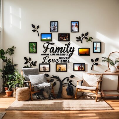 3D Acrylic Smart Photo Frame Wall Decor Set, Self-Adhesive Photo Gallery Wall Stickers, Multi-Themed Digital Templates For Wedding, Office Scene, Office Light Decor And Home Art Gallery