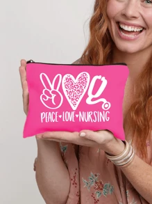 Nurse Theme Cosmetic Bag,Portable Wash Bag,Makeup Bag For Women Zipper Travel Bag Storage Box , Leopard Print, Heart-Shaped, Flower, Nurse's Hat, Stethoscope Pattern Cosmetic Bag,Cosmetic Bag, Lining, And No Closure,Women Makeup Bag Pouch Travel Toiletry Organizer, Back To School Teacher Gift,Nurse's Day Gifts, Mother's Day Gifts,Suitable For College Students, Mothers, Family, Friends, Classmates, And Colleagues To Use