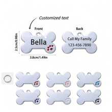 Etiqueta de identificación de mascota personalizada con brillo, colgante con forma de hueso con nombre de mascota grabado personalizado, accesorio para collar de gato/perro, regalo perfecto para prevenir la pérdida de mascotas, se puede colgar en el collar, de moda, vintage, minimalista, lindo, colorido, único, decoración navideña personalizada, etiqueta de identificación/nombre de perro personalizada, coleccionable - Multicolor - Ver 9