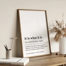 1 Pieza Póster de lienzo moderno sin marco "It Is What It Is", arte de pared divertida con definición, decoración de habitación estética, pintura de arte para regalo, imagen de pared para oficina, sala de estar, dormitorio, comedor, dormitorio, decoración de pared para el hogar y la oficina