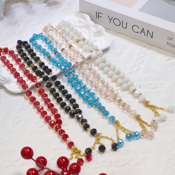 5 Stücke/Set Acryl 33 Perlen Quaste Dekor Muslimisches Rosenkranz Gebetsperlen Armband, modisches mittleres Östliches hängendes Dekor