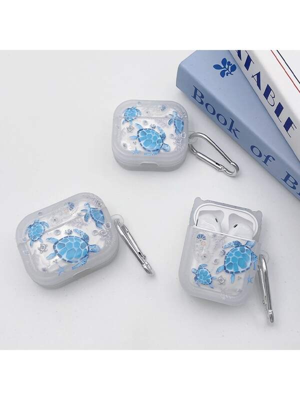 Turtle/Seashell Marine Animal Pattern Protective Case Compatible With Apple Bluetooth Earphones, Anti-Scratch Anti-Drop Cover