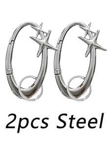 别致的星形椭圆形钥匙扣 - 锌合金,完美的包袋和腰带配饰,个性化 DIY 配饰,情人节女士礼物,可爱的星形登山扣钥匙扣,耀眼的重型黑银海星登山扣皮带环夹,适用于男士和女士的包袋和钱包礼物,金属登山扣锌合金椭圆形按压开口弹簧扣包挂件多功能扣 - 彩色 - 查看 14