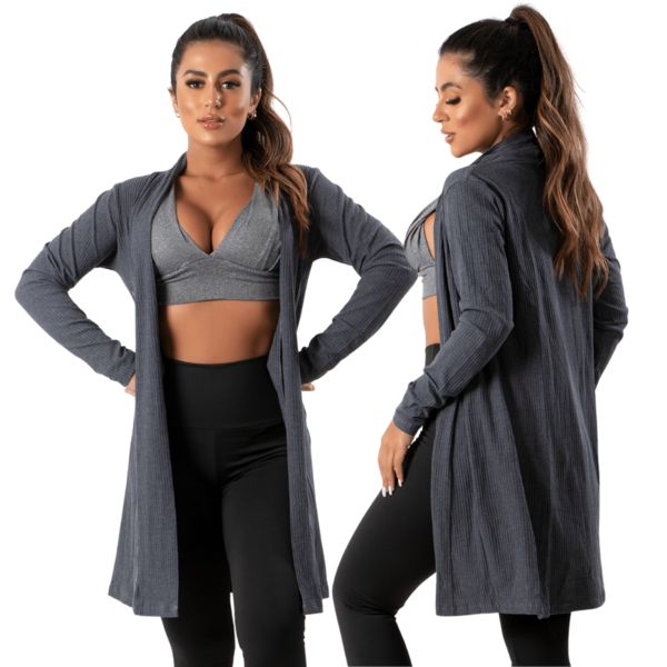 Cardigan Feminino Blogueirinha Canelado Kimono Manga Longa