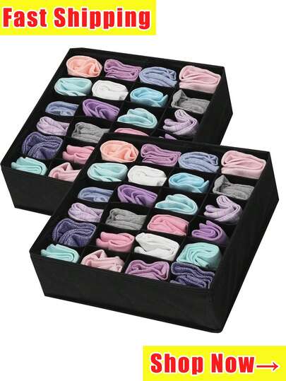 6/7/8/24 Compartment Foldable Drawer Organizer Box, Closet Divider Basket, Space Saving, Suitable For Home Wardrobe, Bedroom Accessories, Storage Decor, Holiday/Room/Home/Bedroom Decor, Storage Box, Home Organization