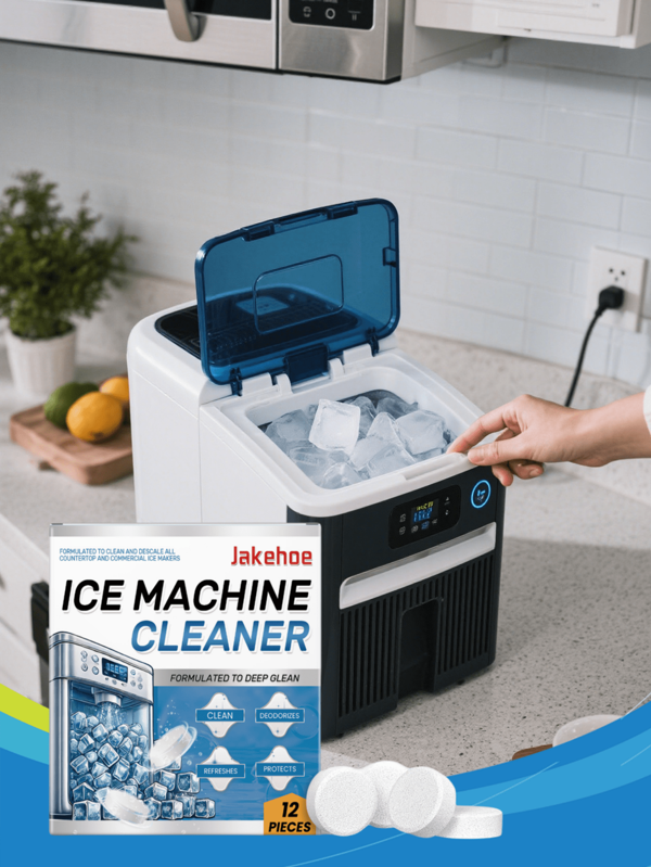12 Stück Eiswürfelbereiter Reinigungstabletten, sanfte Reinigung & Entkalken für Heim Eiswürfelbereiter, Tiefe Reinigung, Geruchsentfernung, Fleckenauflösung, Reinigungsprodukt/Reinigung/Haushalt/Küche/Sommer