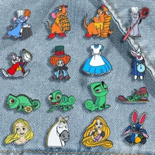 Disney 16 Stücke Cartoon Brosche Set, süße Maus, Prinzessin, Chamäleon emaillierter Anstecker, Rucksack, Kleidung, Schmuck, Metall Abzeichen Accessoires, ein Geschenk für Freunde