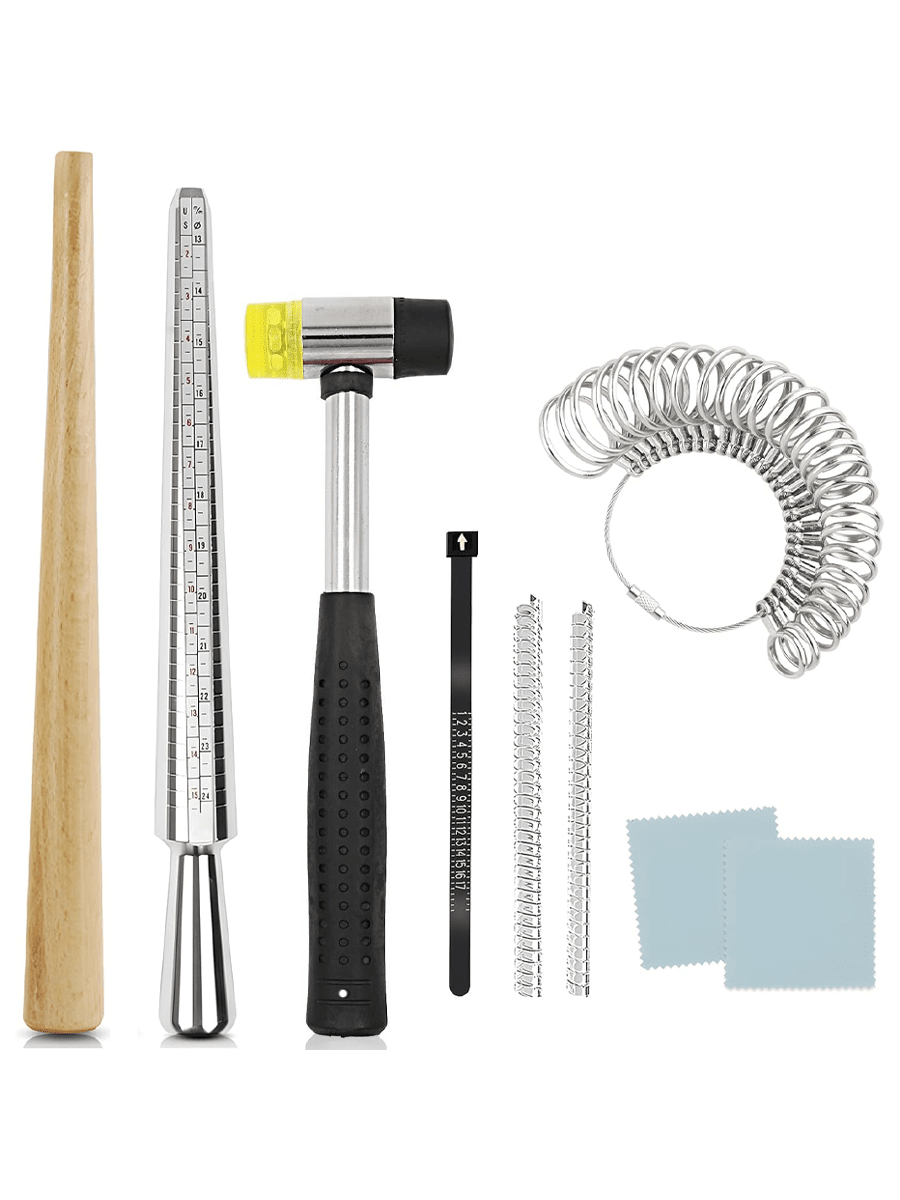 Ring Sizer Mandrel Ring Making Tool Ring Shaper Tool Fix Bent Rings Metal Size Measuring Repair Kit With Jewelry Mallet