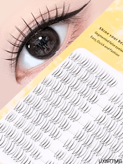 100pcs K-Pop Idol Manga Cartoon U-Shaped Transparent Cluster False Lashes, 8-11mm Multi-Size Design, Handmade Segmented Eyelashes, Natural Soft & Fanned Out, Suitable For Stage Makeup, Cosplay, Travel, Date, Girlish, Festival Gifts