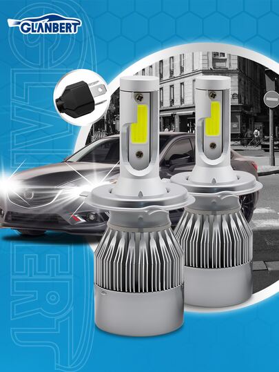 GLANBERT 2 piezas Faros LED para automóvil de alta y baja intensidad de luz H7 H4 10000LM Bombillas de luz C6 H1 H9 H11 Faro de automóvil 6000K Luces para automóvil
