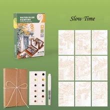 9 قطعة/مجموعة أدوات ورقة الأكوارل، تشمل ألبوم الصور الكرافت السميك، فرشاة، لوازم الرسم DIY، مناسب لحفلات الكبار، أنشطة الوقت الحر، هدايا