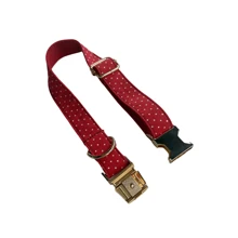 New Soft Velvet Polka Dot Pattern Pet Dog Collar, Adjustable Size Suitable For Large, Medium And Small Dogs, Soft Velvet Material, Durable Zinc Alloy Buckle, Gold Plated, More Sturdy Than Plastic Buckle, Easy To Tighten And Quick Release (Random Color Sent Due To Fabric Batch Difference)