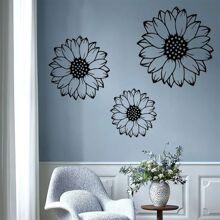 3 Pieces Metal Sunflower Wall Art, Rustic Garden Decor For Outdoor Fence, Living Room, Bedroom, Patio & Porch, No Power Required, Suitable For Modern Home Decor, Home Decoration, Room Decor, Bedroom Decor