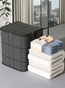 1 Piece Reinforced Large Capacity Bag, Clothing Storage Bag, Toy Storage Bag, Seasonal Bedding Storage Bag, Foldable Fabric, Two-Way Alloy Zipper, Comfortable Handle, Precise Embroidery, Washable, Dust And Moisture-Proof, Suitable For Storing Household Items, Clothing Storage And Seasonal Storage