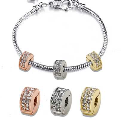 1pc Lucky Charm Movable Beads Positioning Clasp Pendant Suitable For Bracelets, Women Jewelry, DIY Handcraft Accessories, Anklets, Handicrafts & Holiday