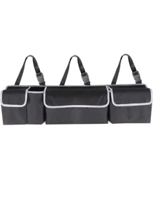 Organisateur de siège automobile en tissu Oxford 600D à grande capacité, ajustement universel - poches multiples - solution de rangement pour véhicule, matériau en fibre de polyester