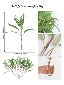 1PC/4PCS/8PCS Real Touch Small Short Branch Artificial Eucalyptus Leaves Willow Leaves Wedding Bouquet Accessories Dining Table Bedroom Home Decoration