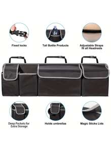 Organisateur de siège automobile en tissu Oxford 600D à grande capacité, ajustement universel - poches multiples - solution de rangement pour véhicule, matériau en fibre de polyester